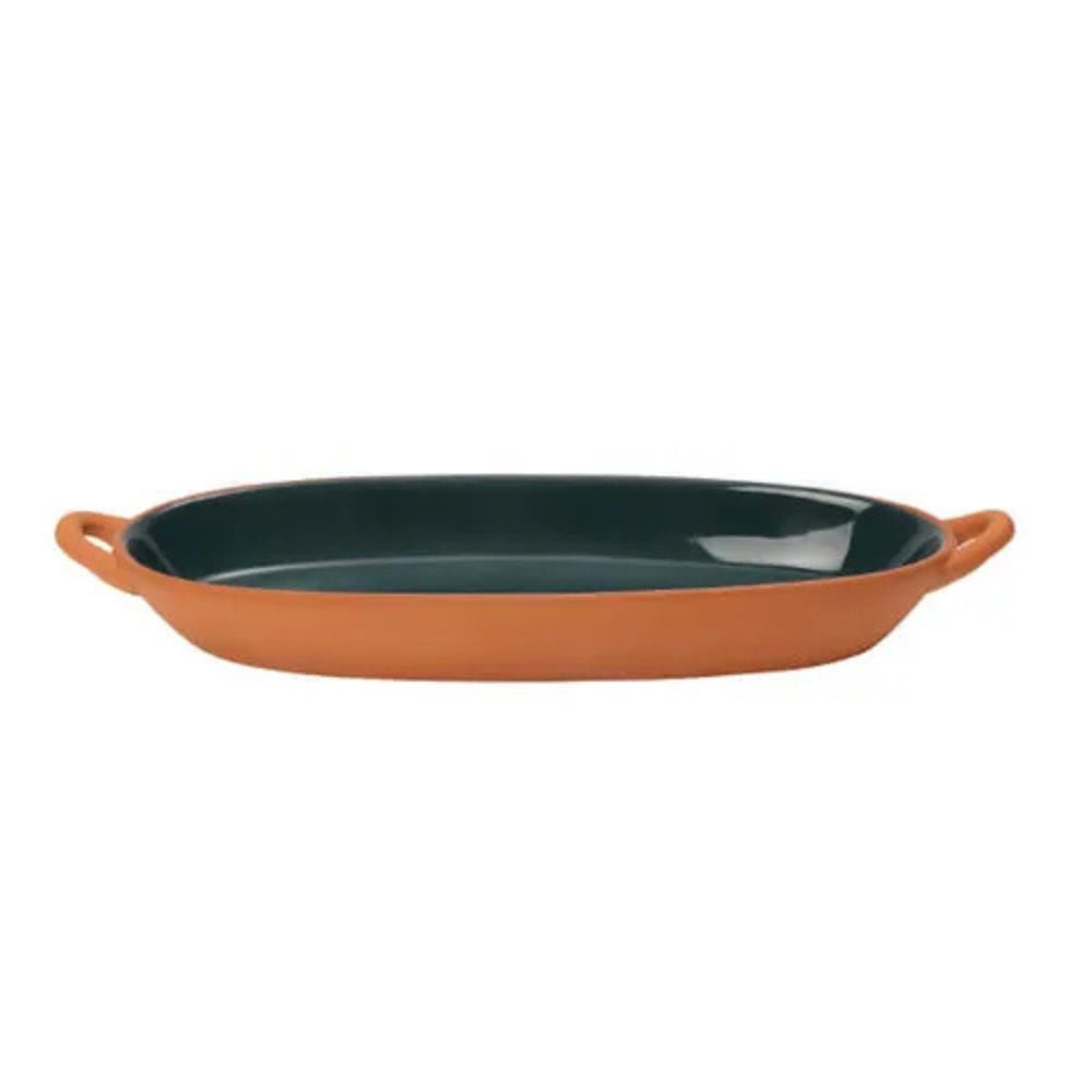 Dexam 38cm Sintra Glazed Terracotta Oval Baking Dish - Ink Blue