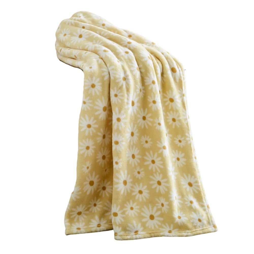 Deyongs 130cm x 170cm Cozy Comforts Daisy Throw - Yellow - Old Railway Line Garden Centre