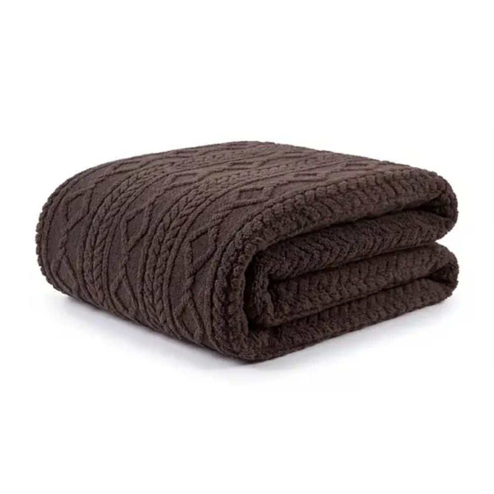 Deyongs 180cm Helsingborg Teddy Supersoft Jacquard Throw - Brown