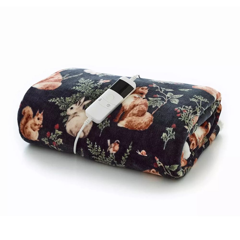 Deyongs 180cm Woodland Wildlife Heated Throw - Green
