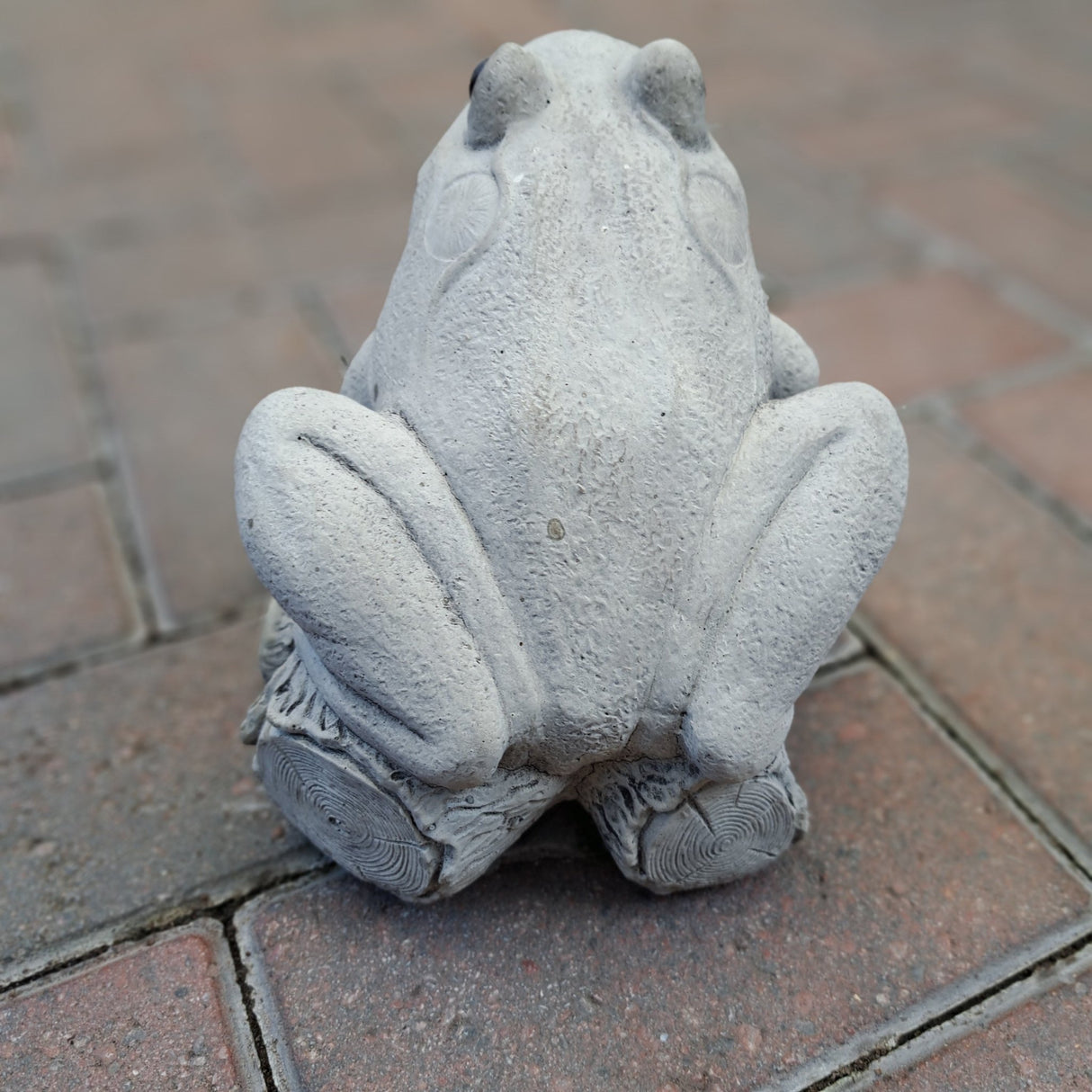 Dream Gardens 17cm Frog on a Log Stone Ornament - Old Railway Line Garden Centre