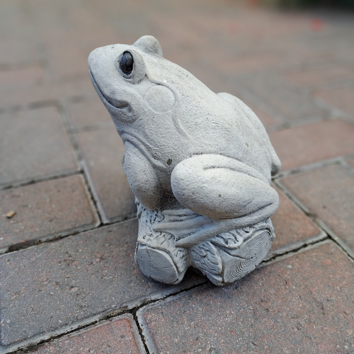 Dream Gardens 17cm Frog on a Log Stone Ornament - Old Railway Line Garden Centre