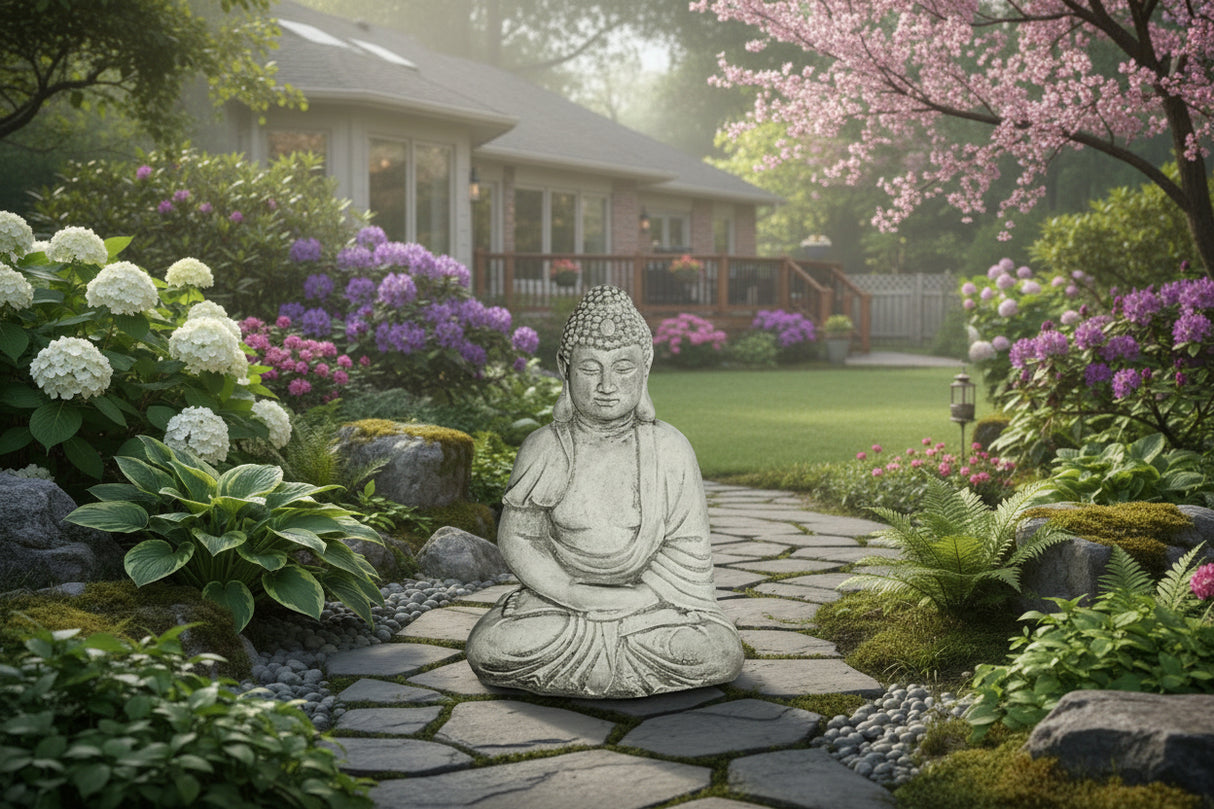 Dream Gardens 24cm Stone Small Robe Buddha Garden Ornament