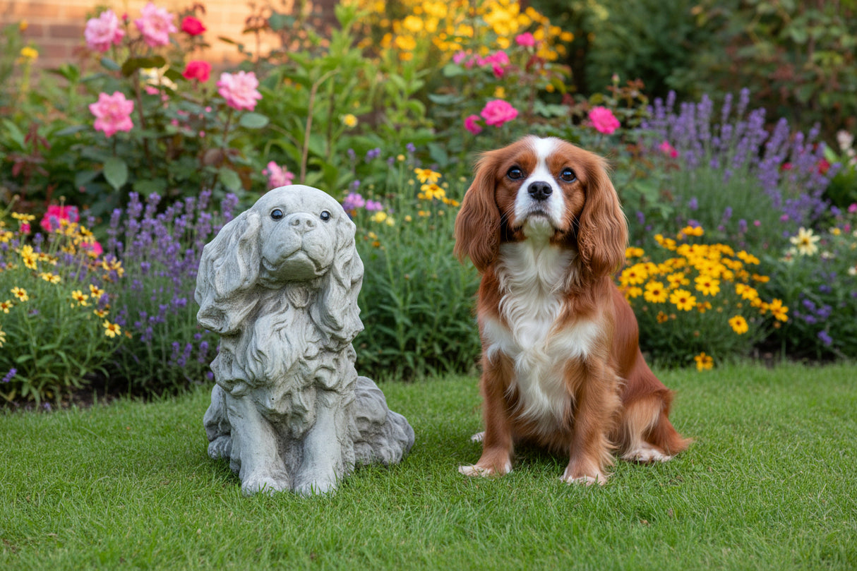 Dream Gardens 33cm Stone King Charles Spaniel Garden Ornament