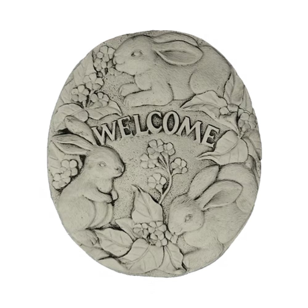 Dream Gardens 46cm Welcome Rabbits Stone Plaque