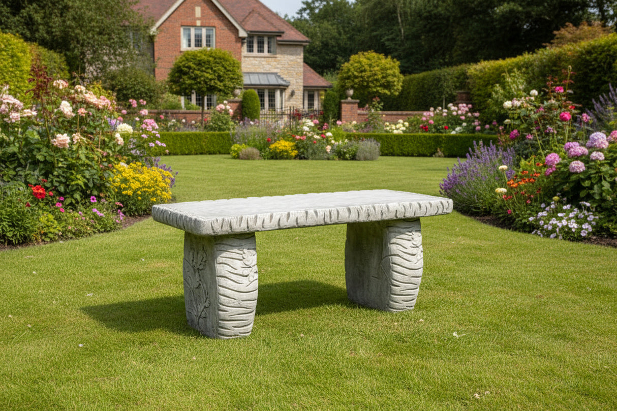 Dream Gardens 92cm Straight Woodland Stone Bench