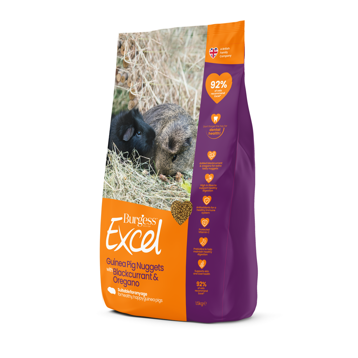 Burgess Excel 1.5kg Adult Guinea Pig Nuggets with Blackcurrant & Oregano
