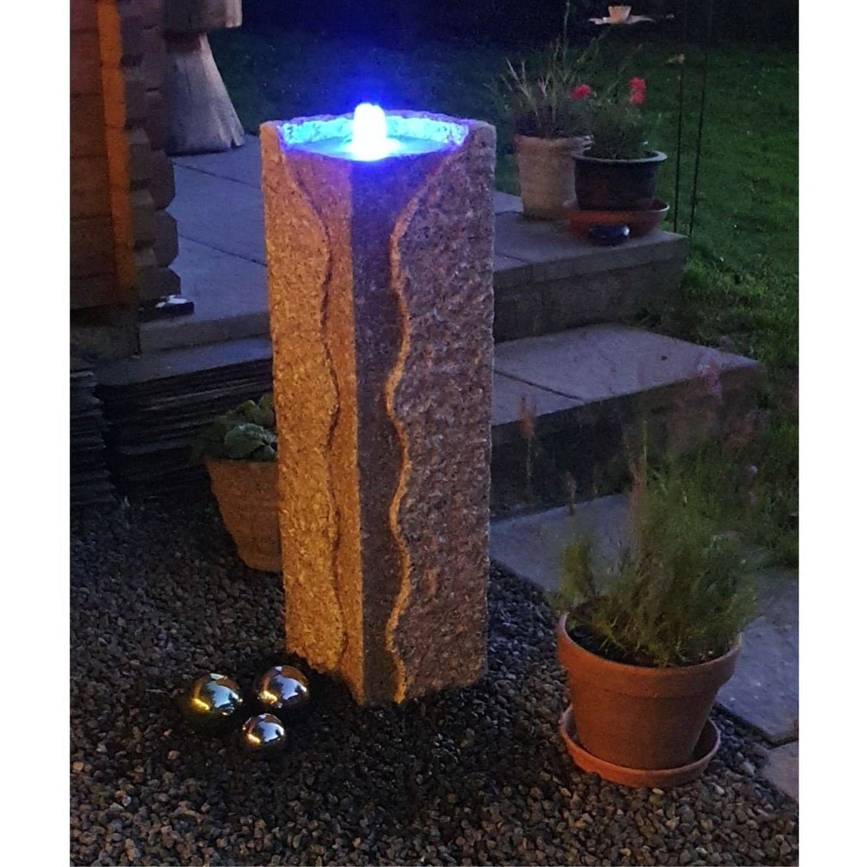 Eastern Connections 90cm Juro Fountain Rustic Pinky Granite Water Feature - Old Railway Line Garden Centre