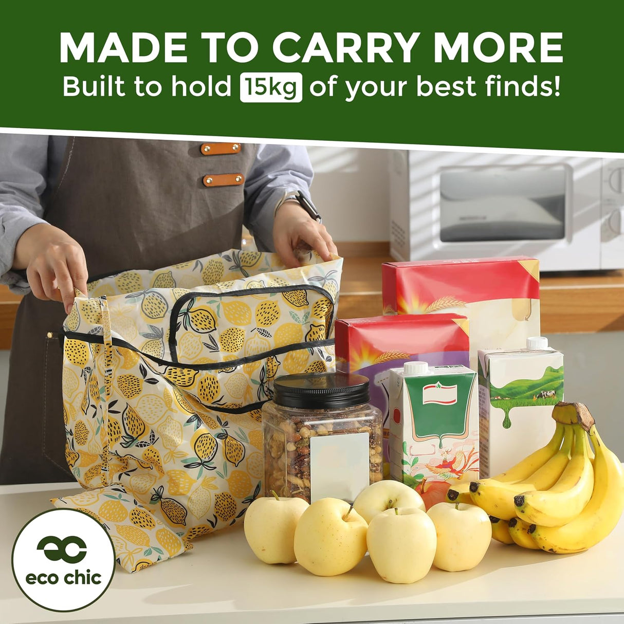 Eco Chic Foldable Reusable Large Shopping Bag Cartoon Cat - Old Railway Line Garden Centre