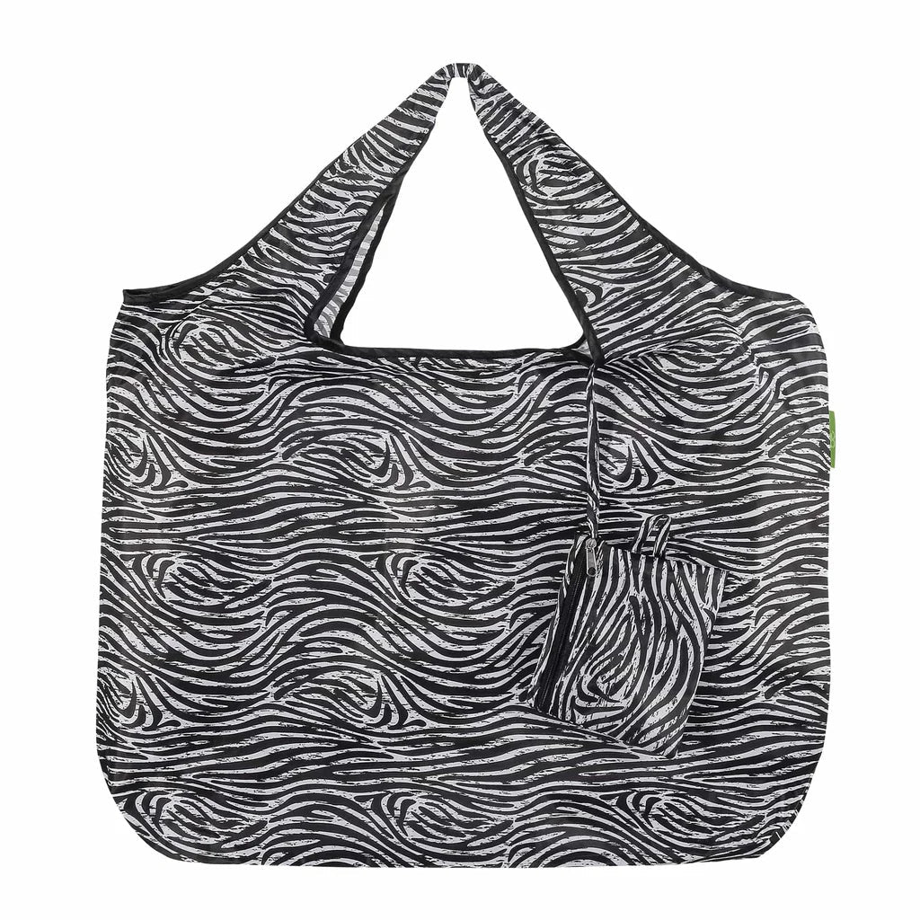 Eco Chic Foldable Reusable Large Shopping Bag Zebra Stripes - Old Railway Line Garden Centre