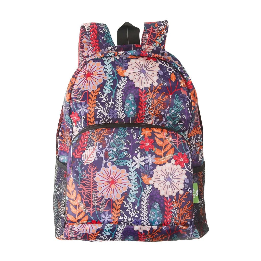 Eco Chic Lightweight Foldable Backpack Lush Floral - Old Railway Line Garden Centre