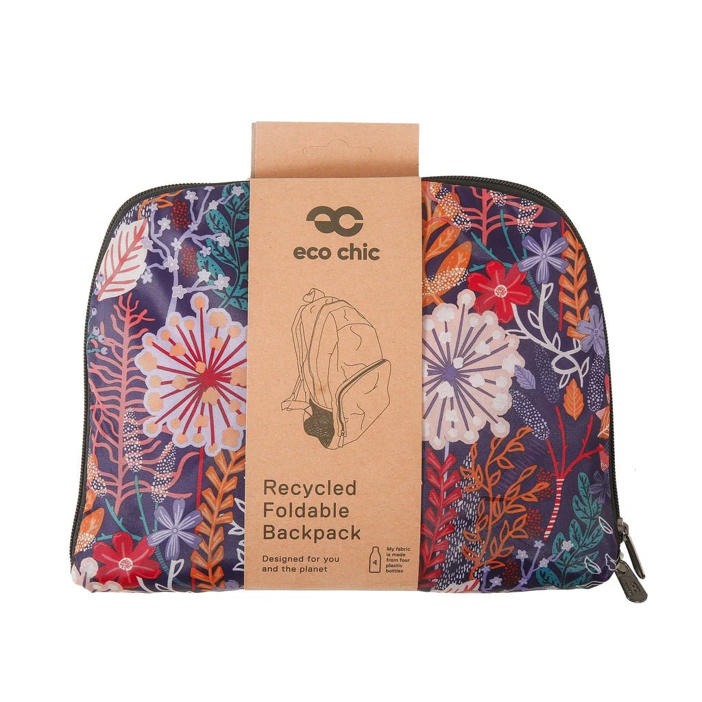 Eco Chic Lightweight Foldable Backpack Lush Floral - Old Railway Line Garden Centre