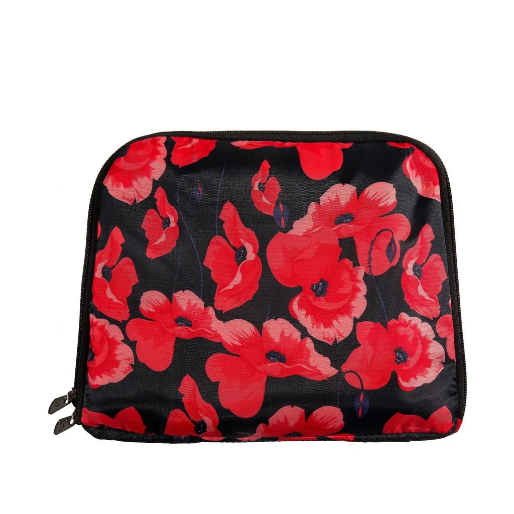 Eco Chic Lightweight Foldable Backpack Poppies - Navy - Old Railway Line Garden Centre