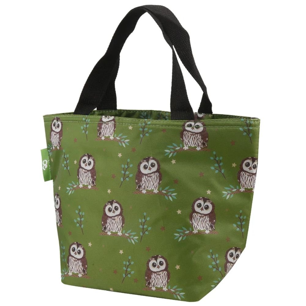 Eco Chic Lightweight Foldable Lunch Bag Tawny Owl - Green - Old Railway Line Garden Centre