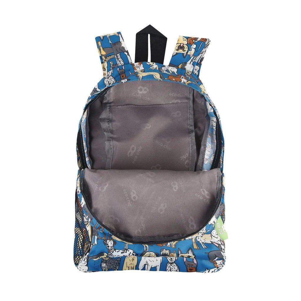 Eco Chic Lightweight Foldable Mini Backpack Dogs - Old Railway Line Garden Centre