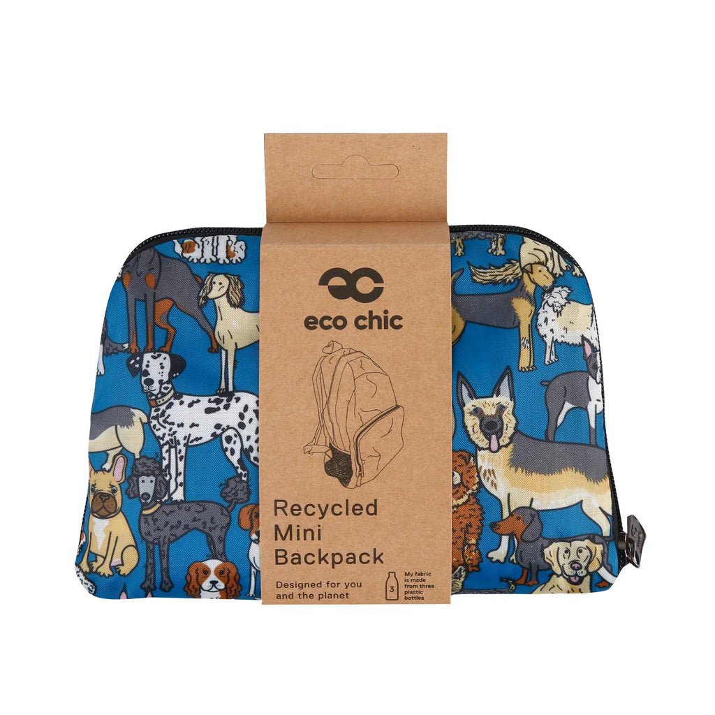 Eco Chic Lightweight Foldable Mini Backpack Dogs - Old Railway Line Garden Centre