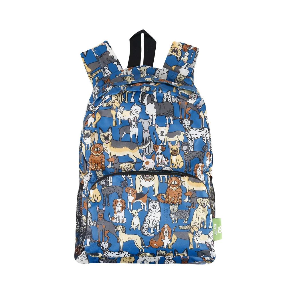 Eco Chic Lightweight Foldable Mini Backpack Dogs - Old Railway Line Garden Centre