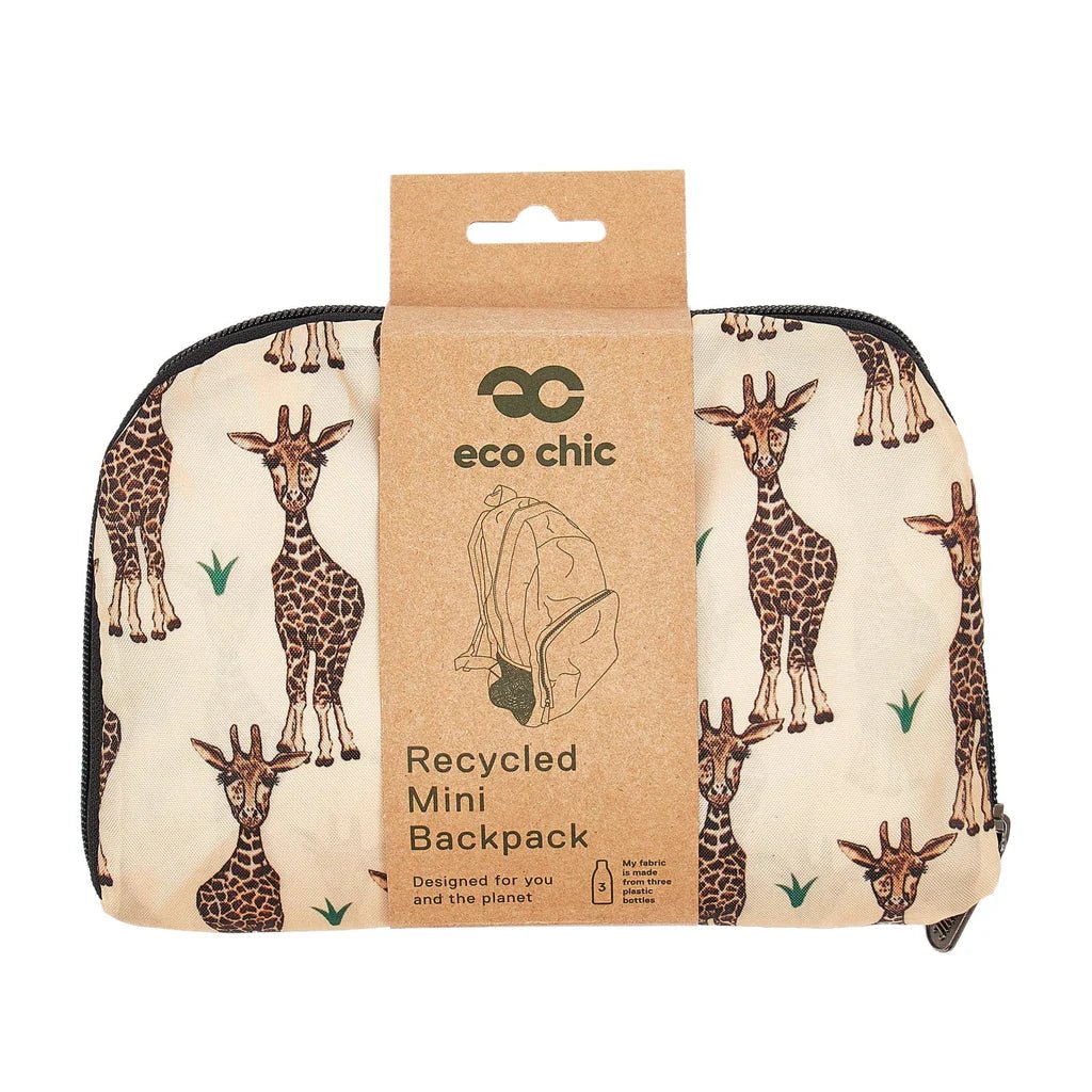 Eco Chic Lightweight Foldable Mini Backpack Giraffes - Old Railway Line Garden Centre