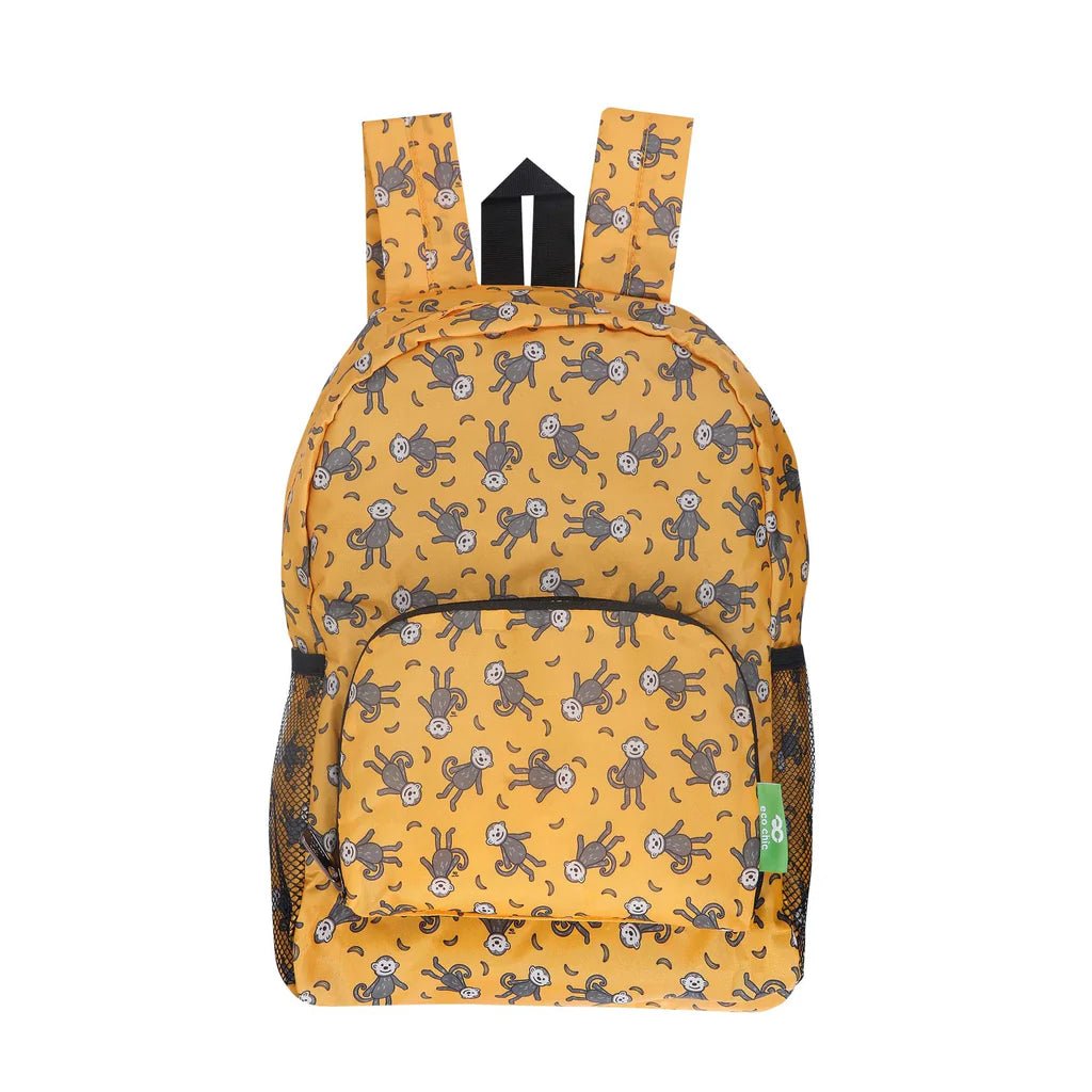 Eco Chic Lightweight Foldable Mini Backpack Monkeys - Old Railway Line Garden Centre