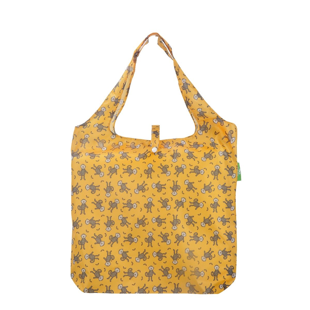 Eco Chic Lightweight Foldable Reusable Shopping Bag - Mustard Monkeys - Old Railway Line Garden Centre