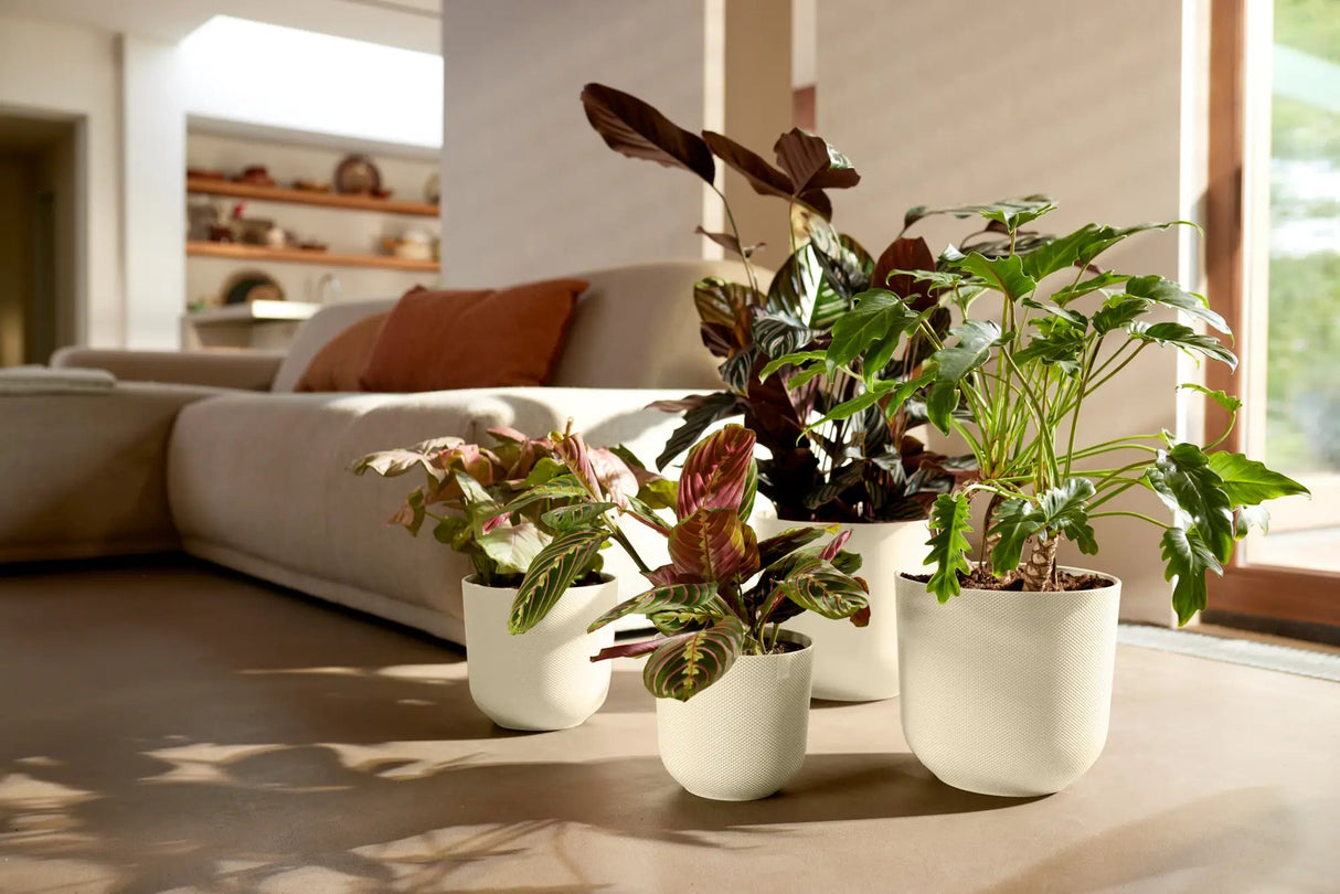 Elho 30cm Silky White Jazz Round Recycled Plastic Pot - Old Railway Line Garden Centre