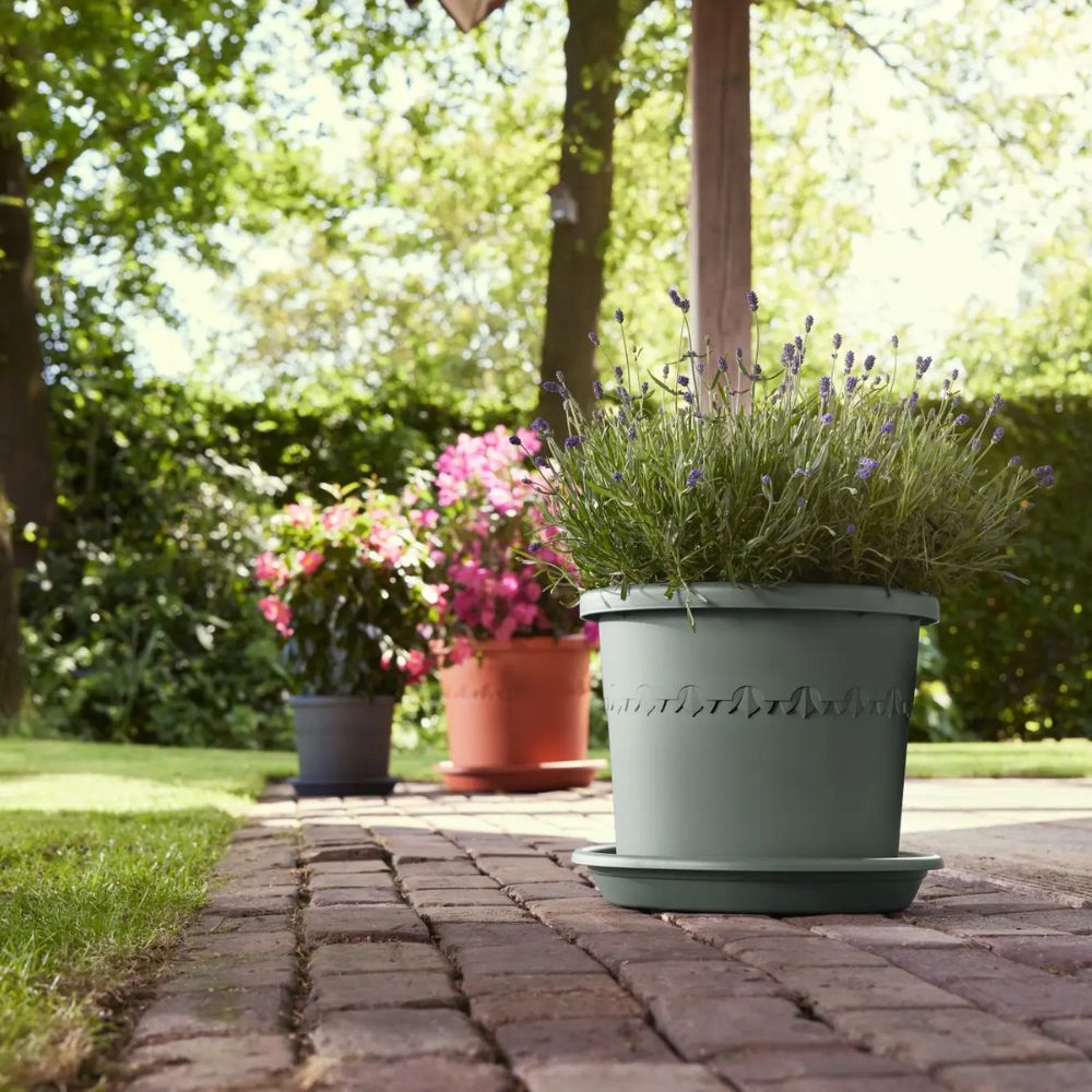 Elho 35cm Universal Round Plant Pot Saucer - Olive Green