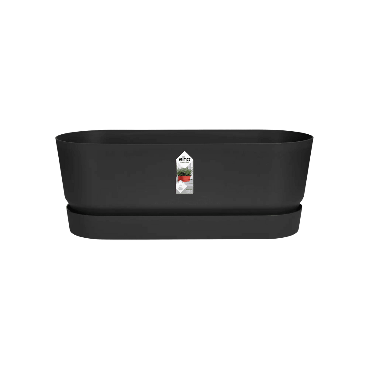 Elho 50cm Living Black Greenvillle Long Trough Planter - Old Railway Line Garden Centre
