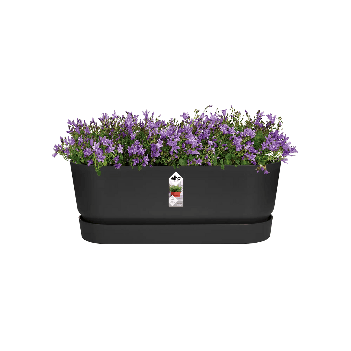 Elho 50cm Living Black Greenvillle Long Trough Planter - Old Railway Line Garden Centre