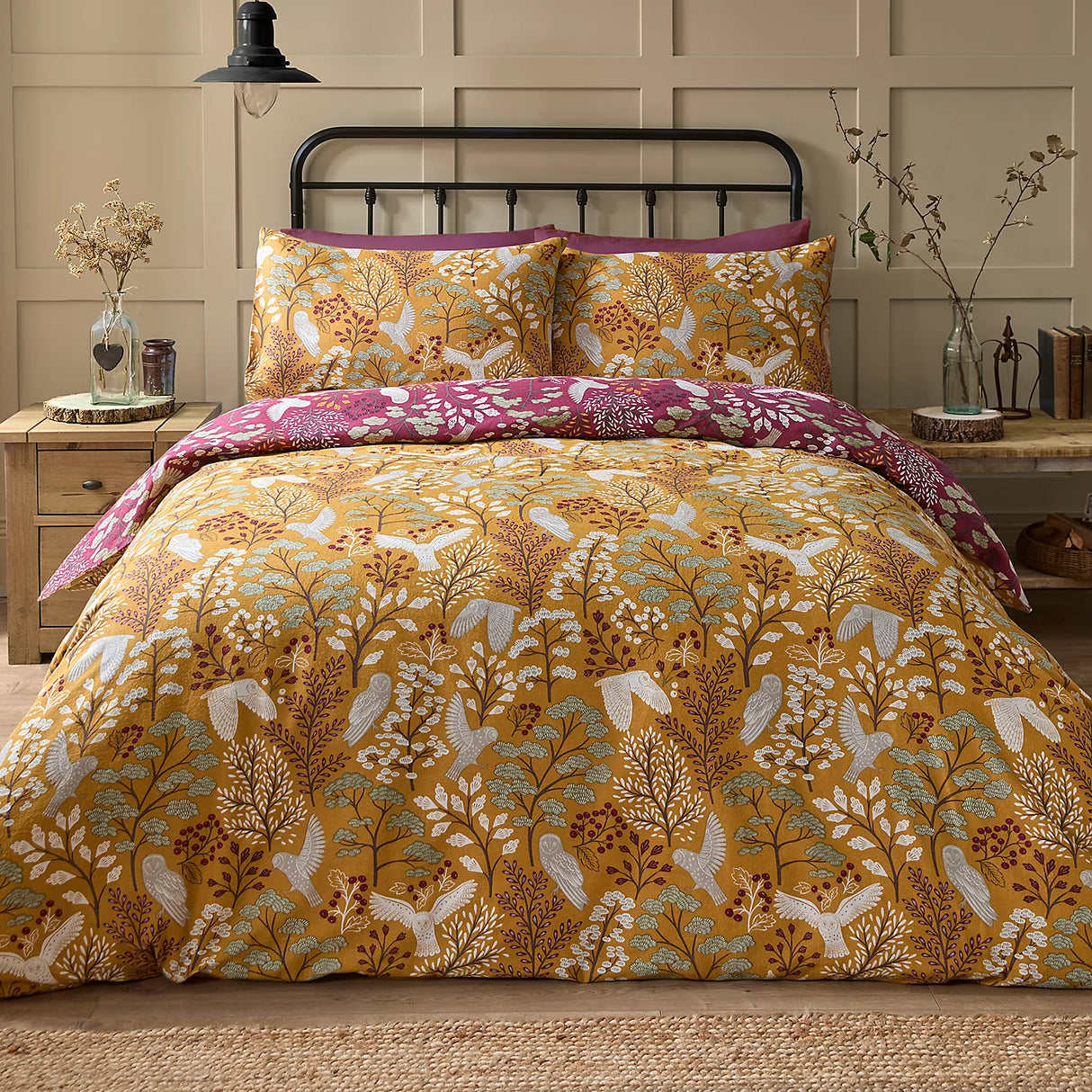J Rosenthal Super King Gold Enchanted Brushed Cotton Duvet Cover Set