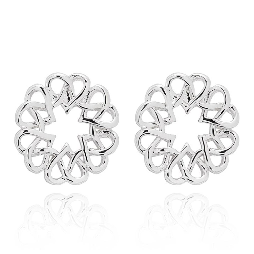 Equilibrium 1cm Celtic Circle of Hearts Stud Earrings - Silver - Old Railway Line Garden Centre