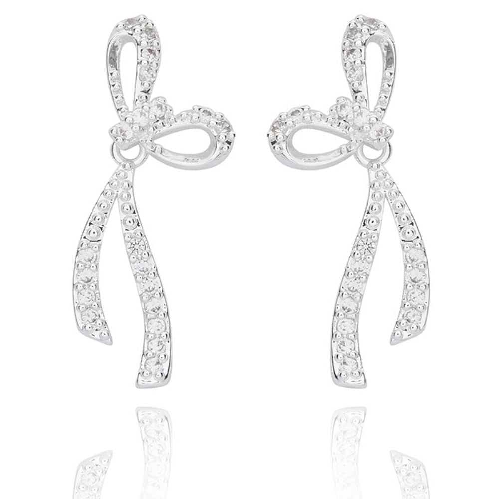 Equilibrium 2cm Eternal Glam Bow Stud Earrings - Silver - Old Railway Line Garden Centre