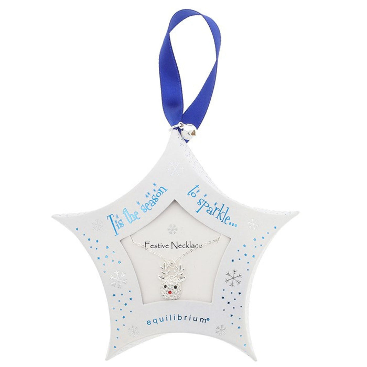 Equilibrium 2cm Festive Sparkle Silver Plated Reindeer Necklace