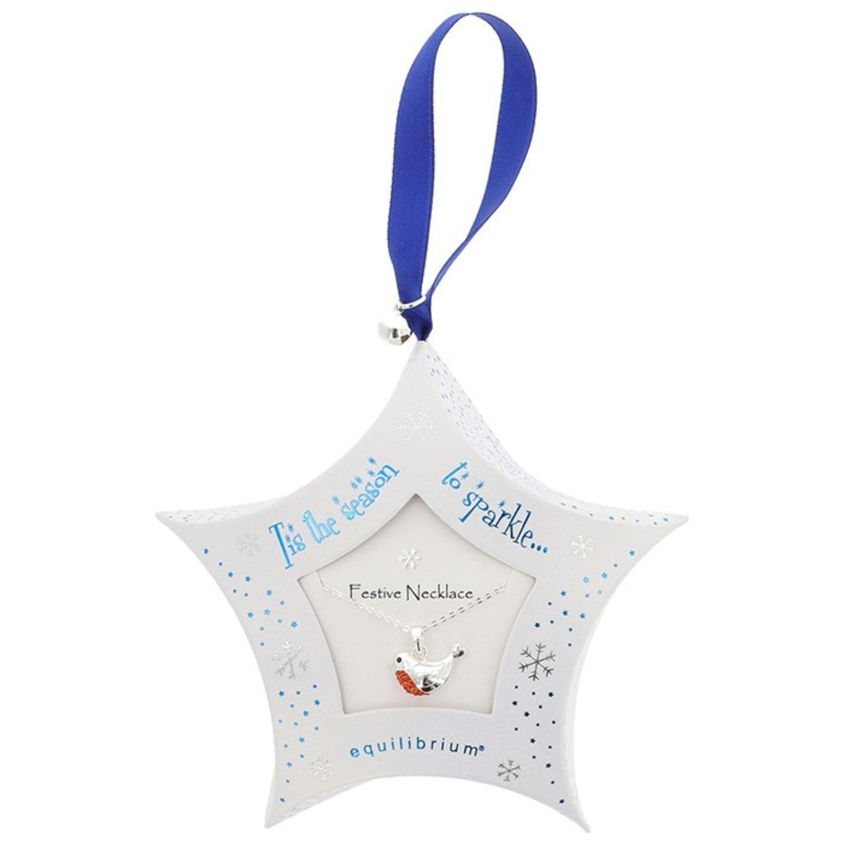 Equilibrium 2cm Festive Sparkle Silver Plated Robin Necklace