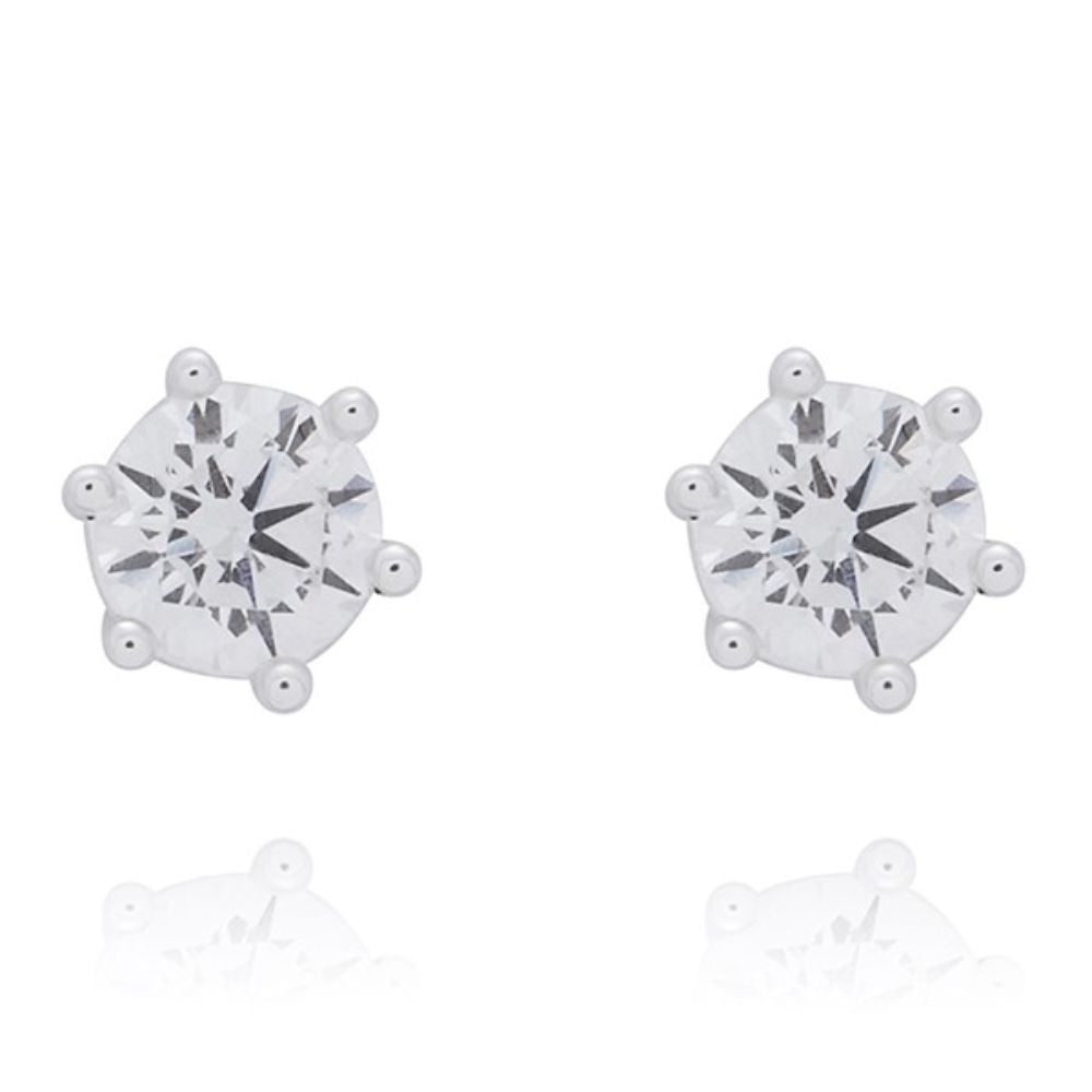 Equilibrium 3 Pairs Silver Plated Earrings Round Soliatire