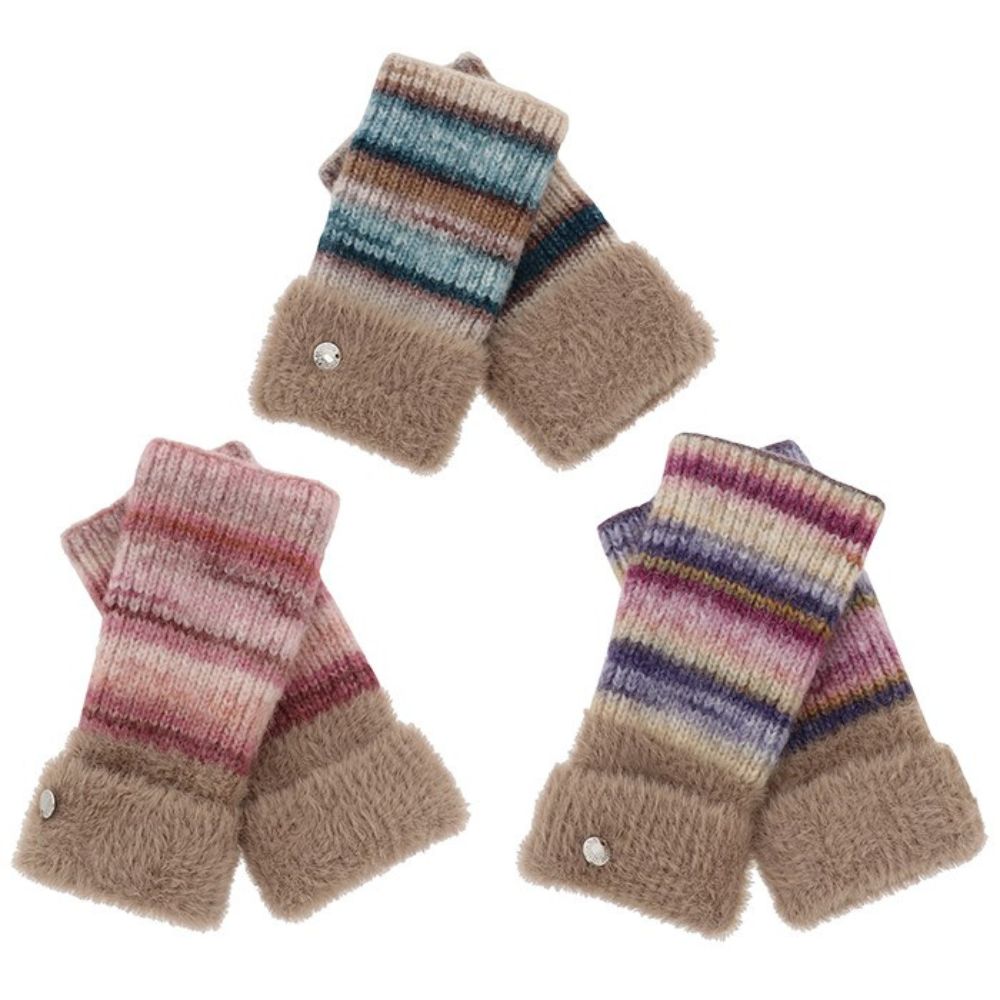Equilibrium Colour Block Fur Cuff Fingerless Glove (Choice of 3)