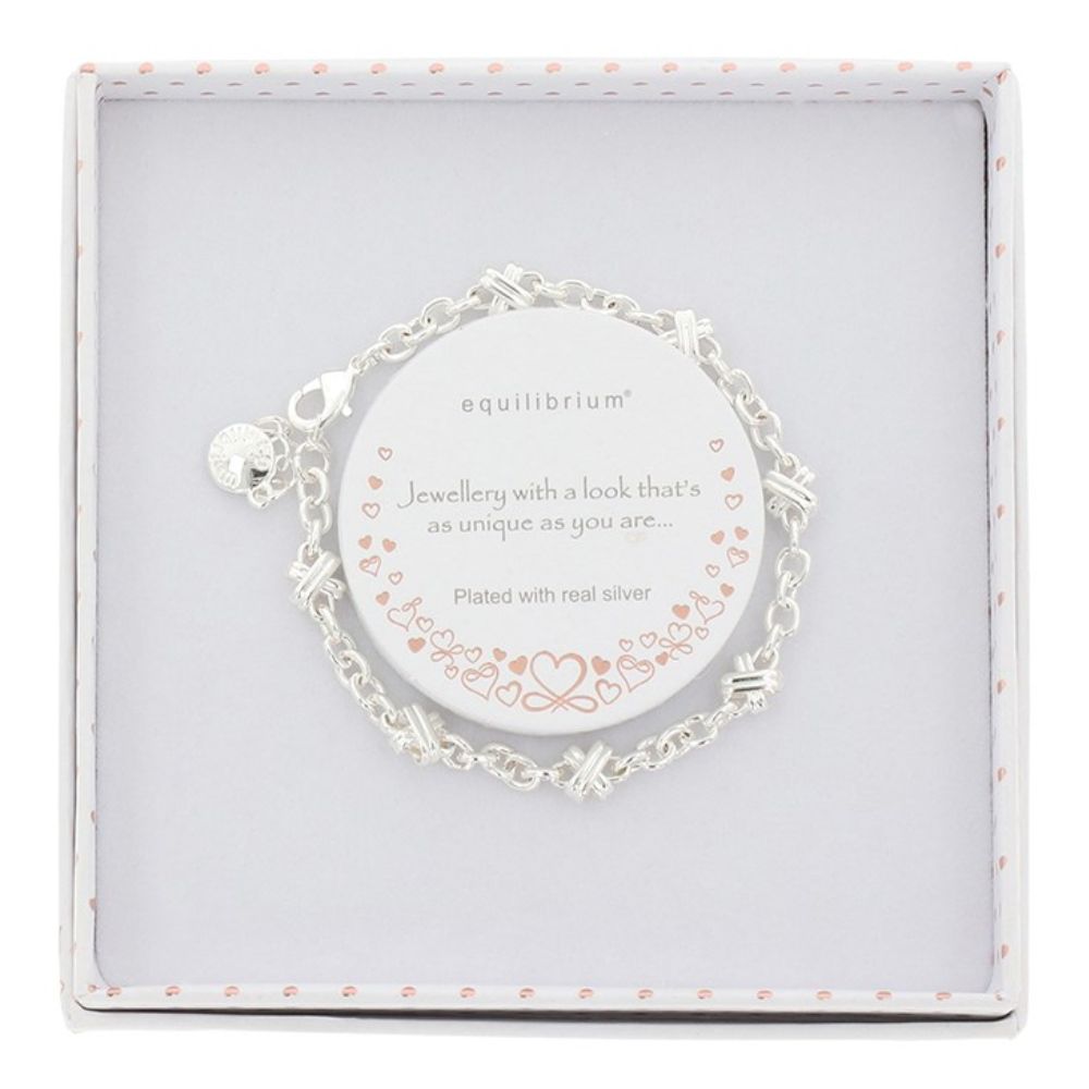 Equilibrium 1cm Contemporary Modern Kisses Bracelet - Silver