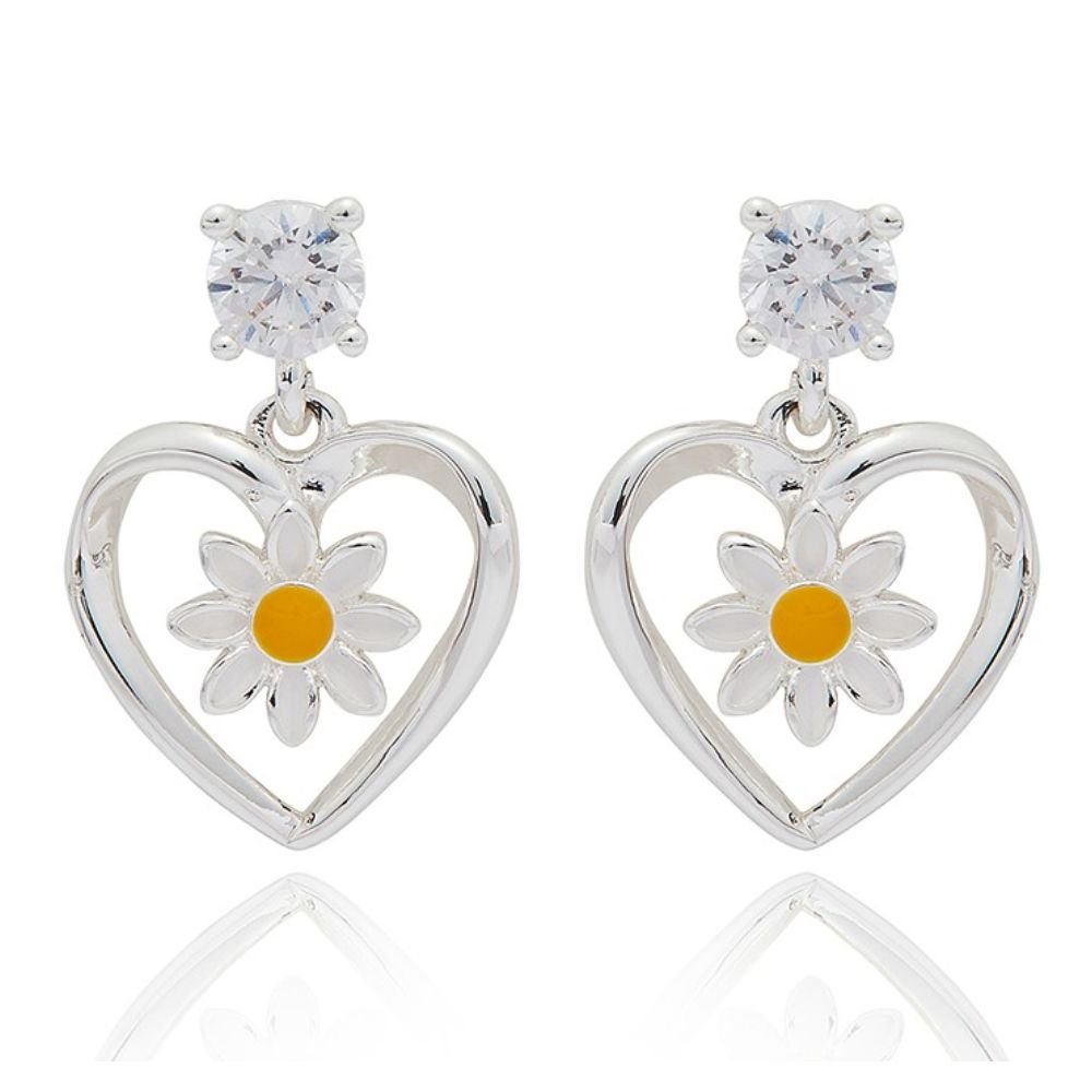 Equilibrium Daisy Chain Heart Silver Plated Earrings - Old Railway Line Garden Centre