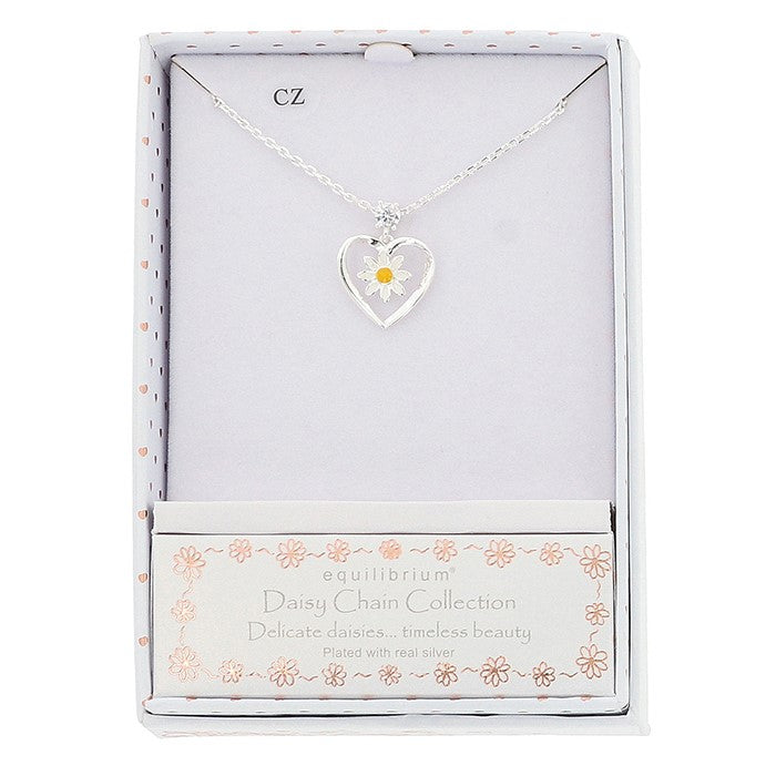 Equilibrium Daisy Chain Heart Silver Plated Necklace
