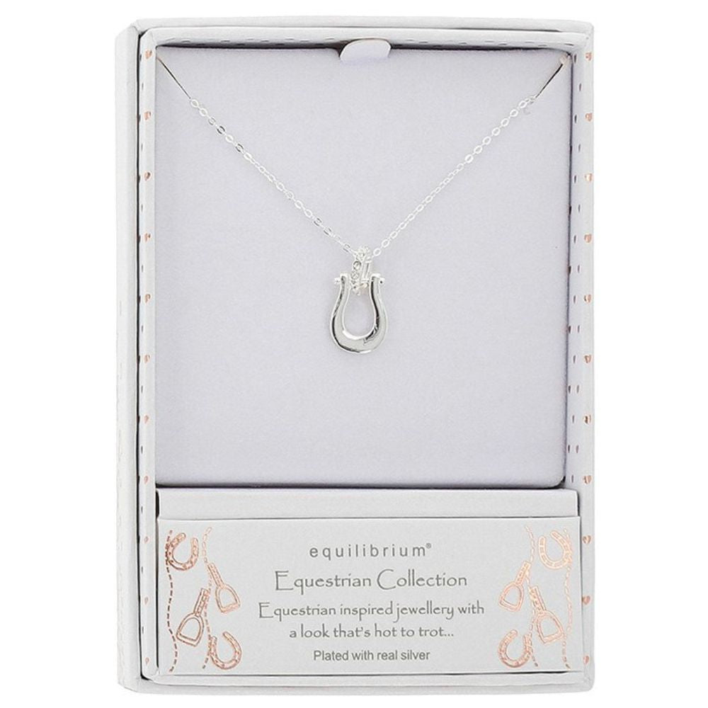 Equilibrium Equestrian Ornate Horseshoe Silver Plated Necklace