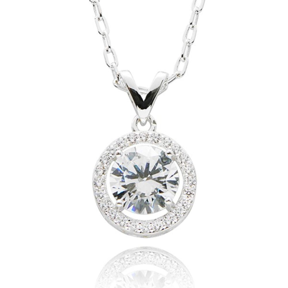Equilibrium Eternal Solitaire Silver Plated Necklace