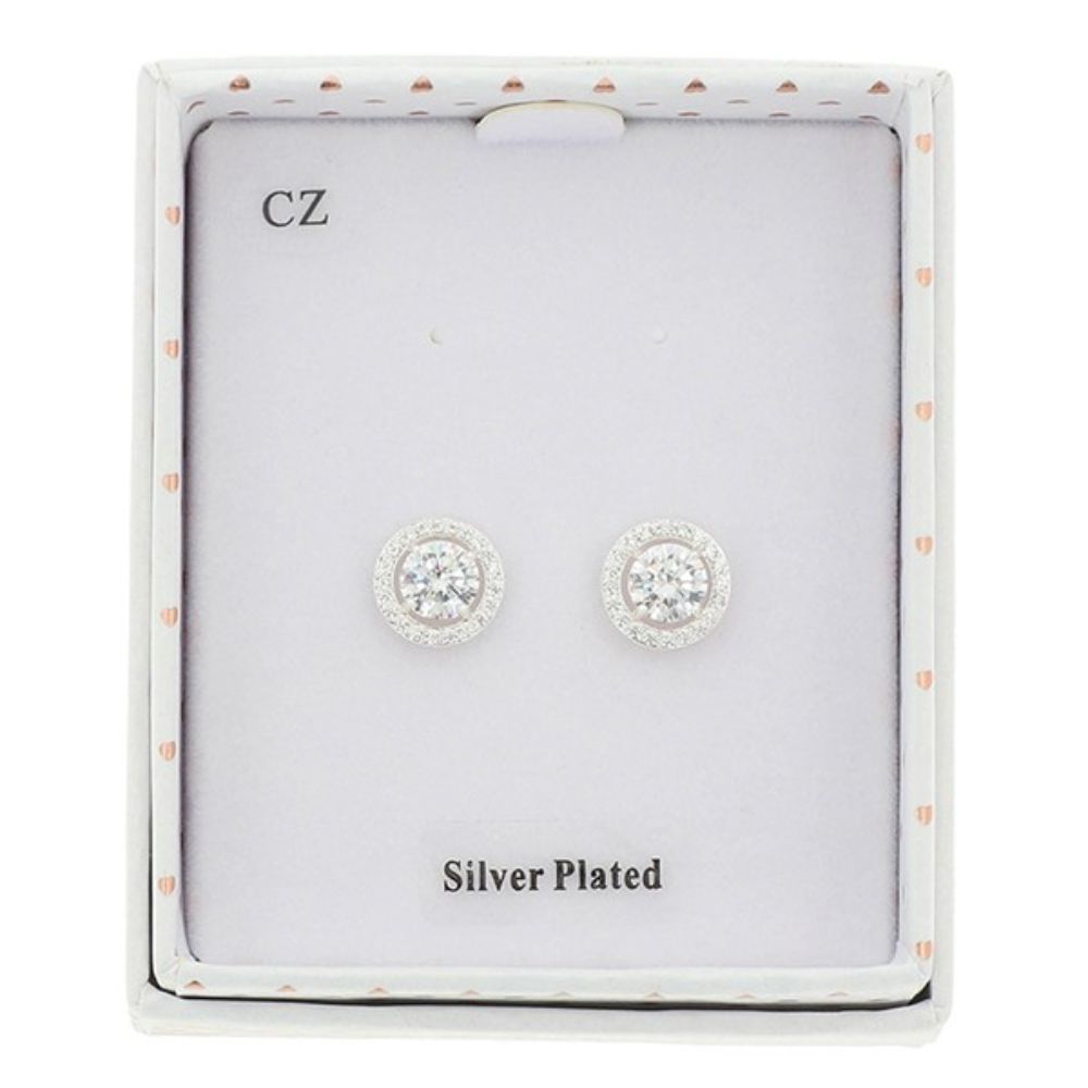 Equilibrium Eternal Solitaire Silver Plated Studs