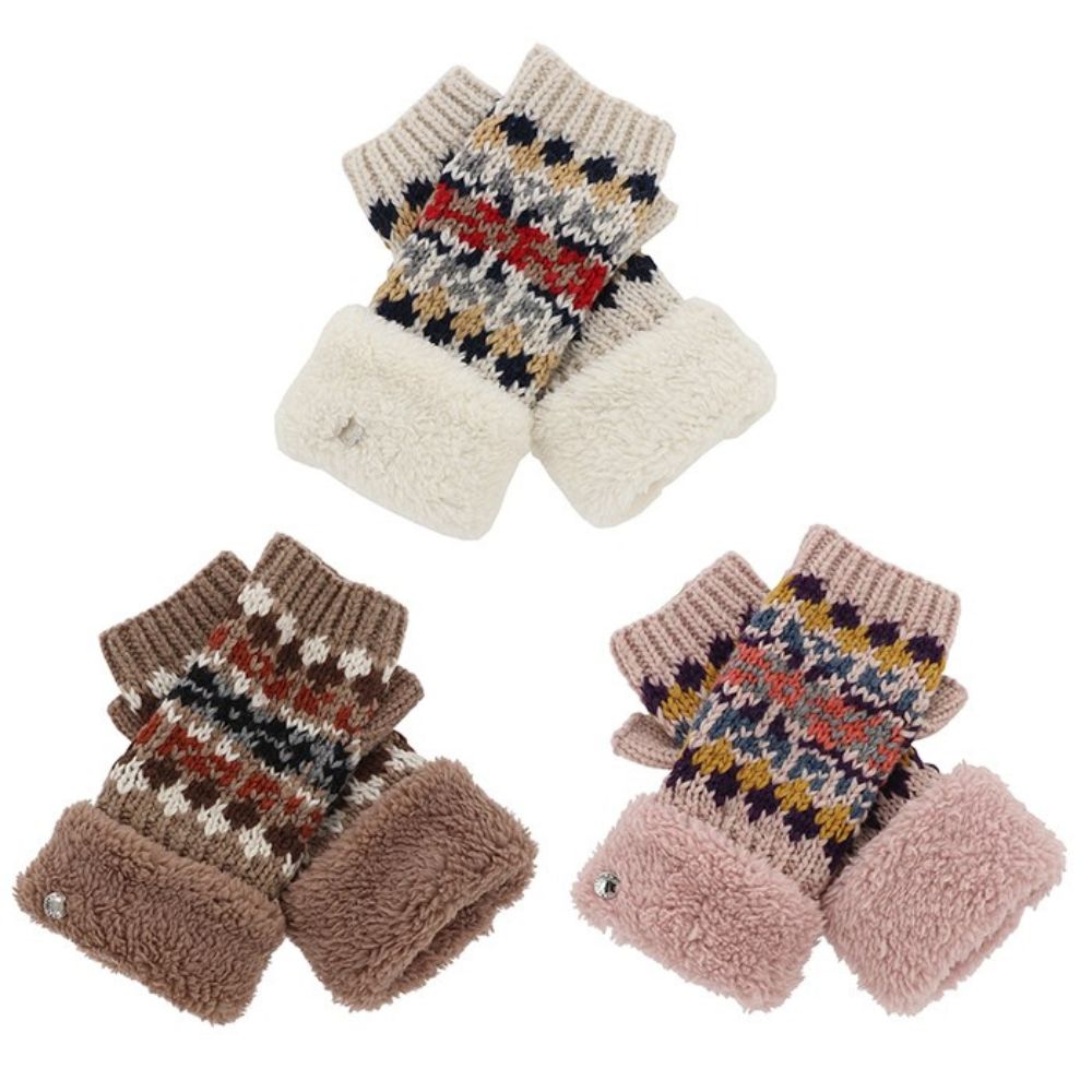Equilibrium Fair isle Fur Cuff Fingerless Gloves (Choice of 3)