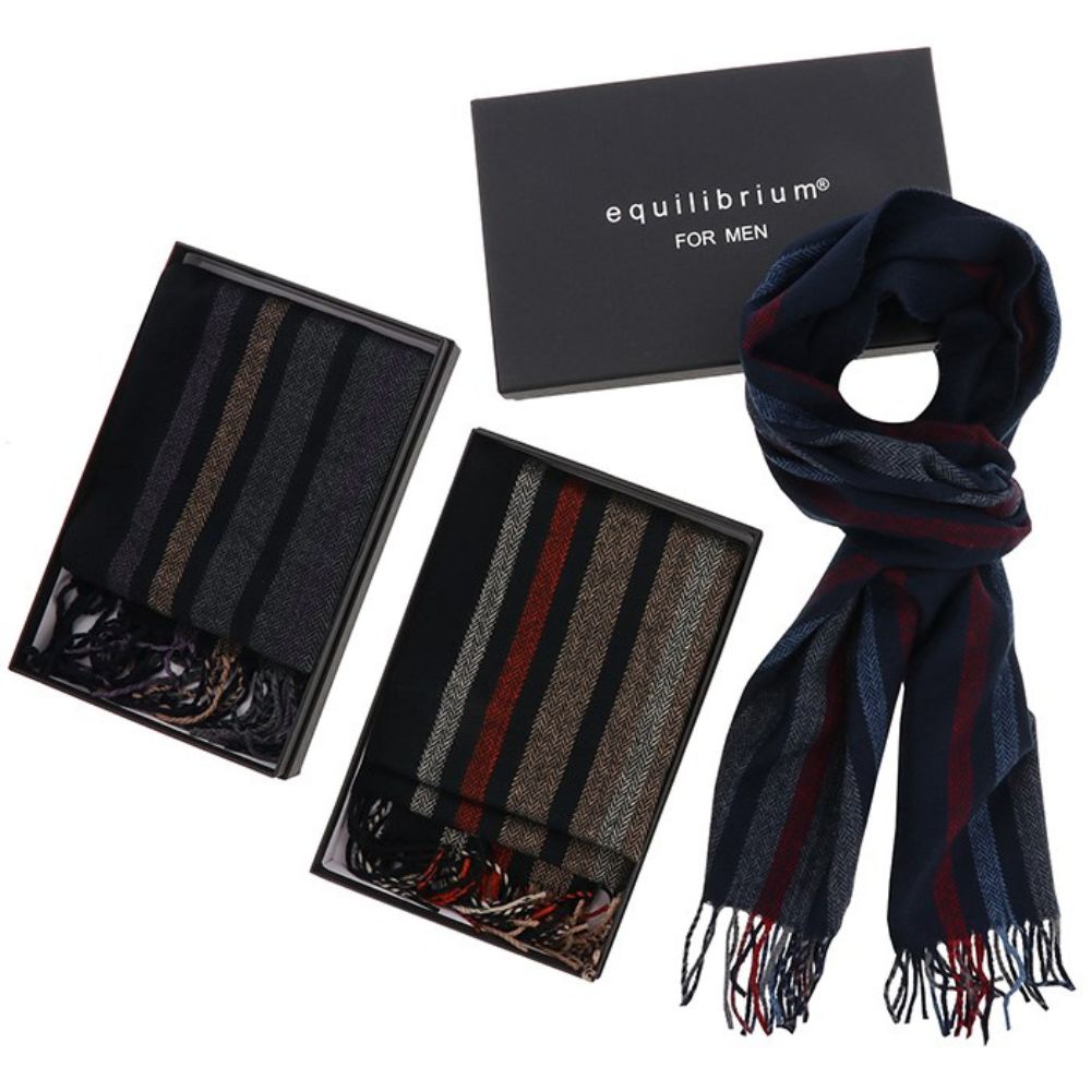 Equilibrium For Men Stripes Fringed Scarf (Choice of 2)