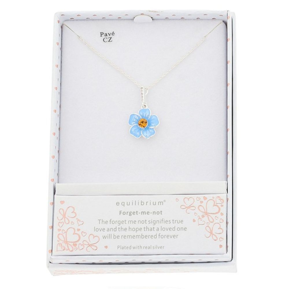 Equilibrium Forget Me Not Silver Plated Dainty Necklace