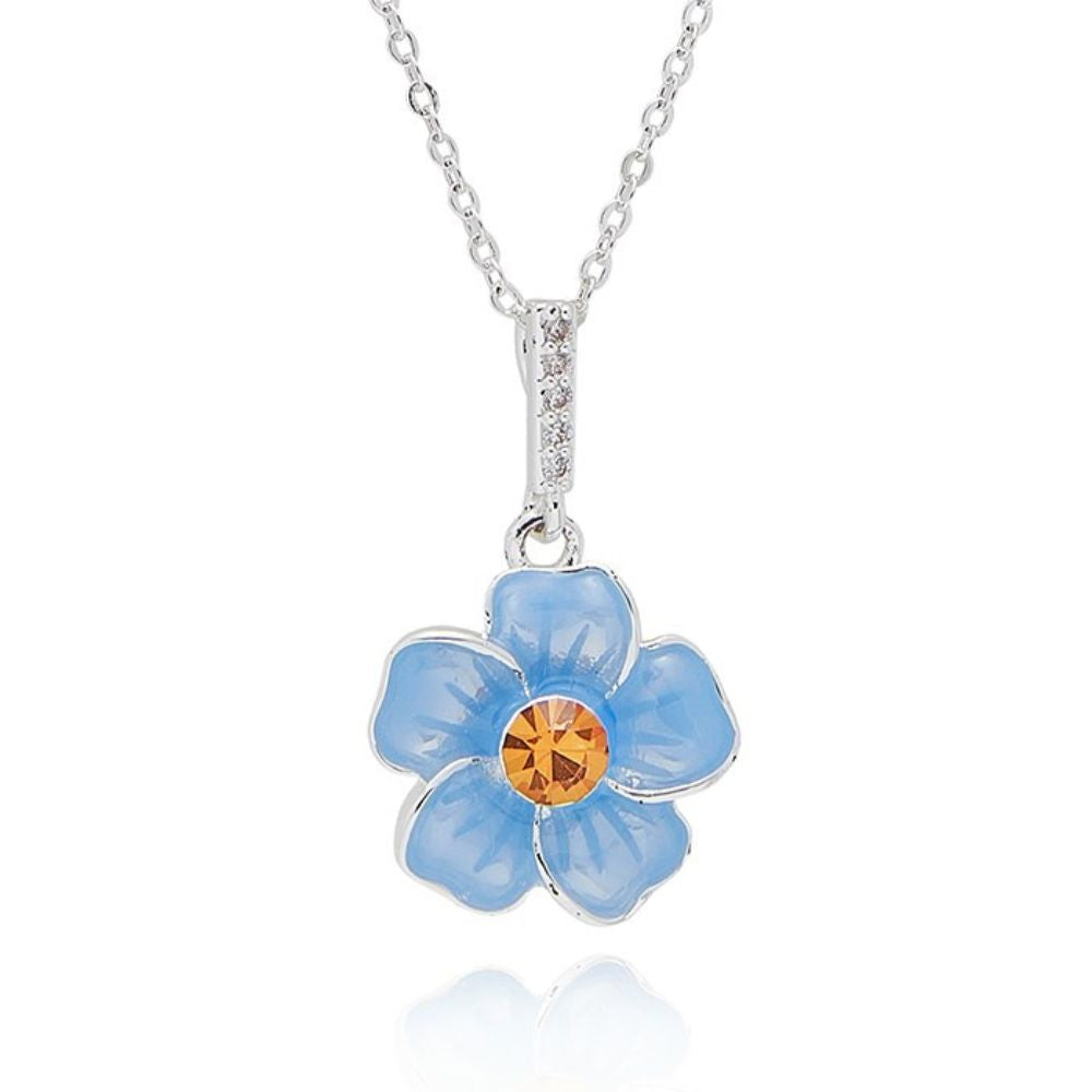 Equilibrium Forget Me Not Silver Plated Dainty Necklace