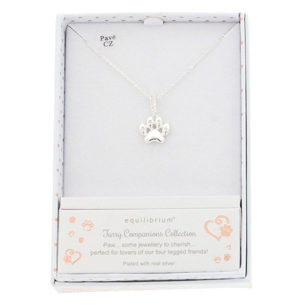 Equilibrium Furry Companions Silver Plated Paw Print Necklace
