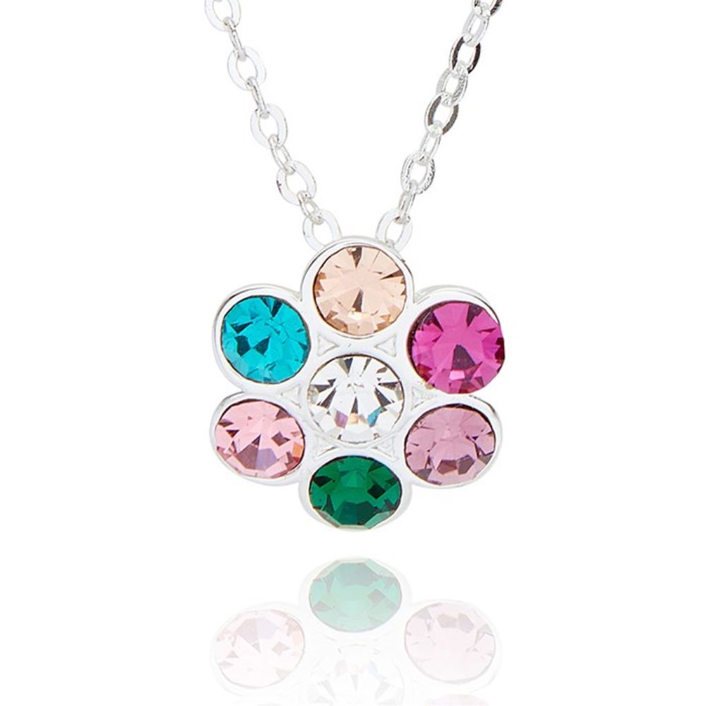 Equilibrium 1cm Glam Rox Elegant Flower Necklace - Silver