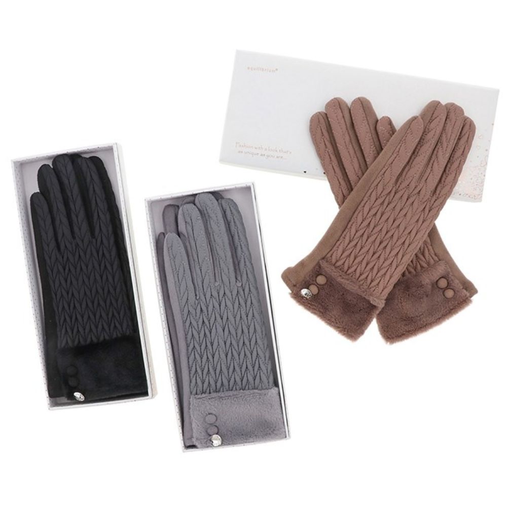 Equilibrium Herringbone Fur Cuff Box Gloves (Choice of 3)