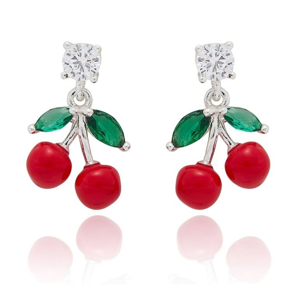 Equilibrium Juicy Gems Cherries Silver Plated Earrings - Old Railway Line Garden Centre