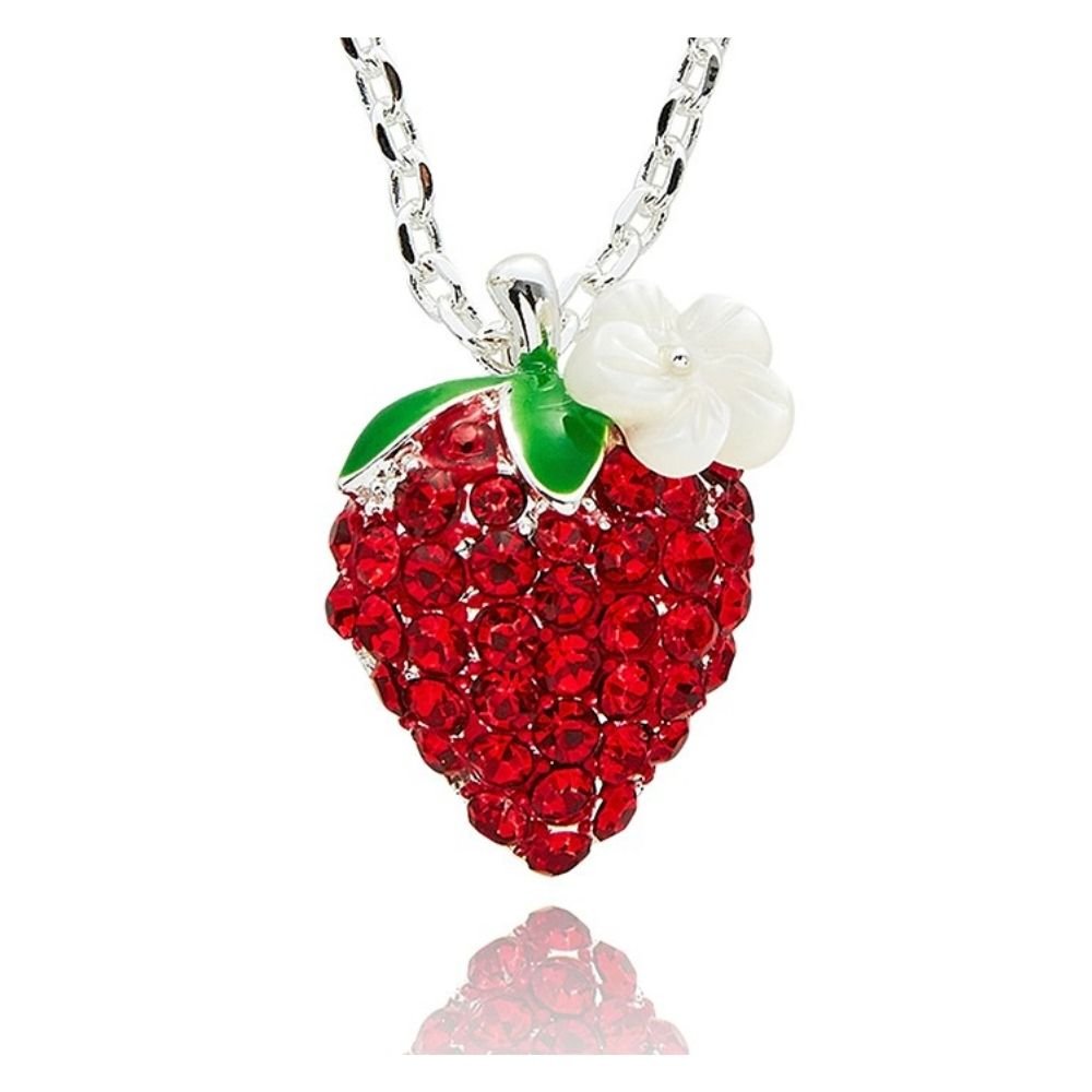 Equilibrium Juicy Gems Glam Strawberry Silver Plated Necklace - Old Railway Line Garden Centre